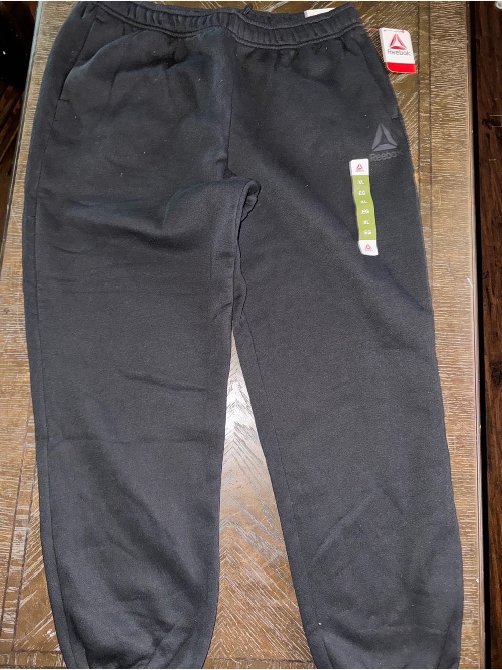 Reebok Black Men's Fleece Joggers with Elastic Waist